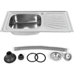Yongqing - evier cuisine en inox 1 bac + 1 gouttoir - 905015cm - vidage automatique inclus - argent ...