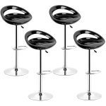 Tabouret de bar lot de 4 abs pivotant et réglable en hauteur chaise de bar noir Tabouret de bar lot de 4 abs pivotant et réglable en hauteur chaise de bar noir