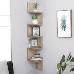 Tag�re d'angle murale � 5 �tages porte - objets en bois �tag�re de salon studio cuisine chambre � coucher ...