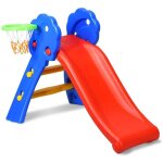 Yongqing - toboggan pour enfants, toboggan amusant avec panier de basket, toboggan maternelle, multifonction, ...