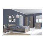 Ysa chambre complete adulte - contemporain - decor noyer silver - l 140 x l 190 cm