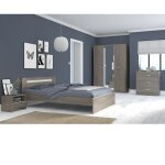 Ysa chambre complete adulte - contemporain - decor noyer silver - l 140 x l 190 cm