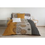 Parure de couette 3 pieces coton 57 fils orange 220x240 cm - yucatan