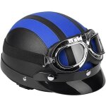 Yuyte casque en cuir avec visi�re goggles scooter lightweight motorcycle half casque scarpe en cuir amovible ...