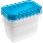 Zanvic - keeeper lot de 4 botes de conservation rectangulaires fredo fresh 0, 75 l, pp, bleu frais (transpare ...