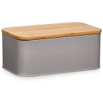 Zeller - pain en mtal avec planche  dcouper en bambou, gris, 2in1