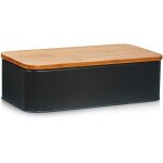 Zeller - pain en mtal avec planche  dcouper en bambou, noir, 2in1
