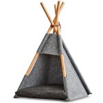 Tipi tente chat, feutre, tanire 44x42x45 / 65 cm, couleur gris zeller