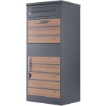 Zelsius - bo�te aux lettres avec compartiment pour paquet ral9007 anthracite avec �l�ments aspect bois ...