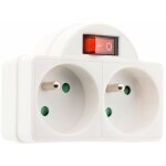 Multiprise biplite 16a + interrupteur faade - blanc zenitech