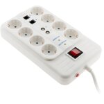Multiprise 8 prises schuko filtre + tv + adsl + fax - blanc zenitech