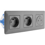 Triple prise affleurante 2p + t 16a livrée avec boîte d'encastrement titanium - artezo zenitech Triple prise affleurante 2p + t 16a livrée avec boîte d'encastrement titanium - artezo zenitech