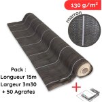 Zenlys pack 50 agrafes toile de paillage anti mauvaises herbes longueur 15m largeur 3, 3m marron 130g ...
