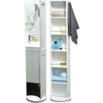 Zenpur - colonne mdf pivotante avec miroir et niches de rangement - blanc - tendance Zenpur - colonne mdf pivotante avec miroir et niches de rangement - blanc - tendance