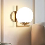Applique murale intrieure - clairage mural couloir boule de verre vintage or lampe en verre abat - ...