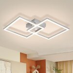 Zmh luminaire plafond led 24w finition argent 4000k lumi�re neutre forme carr�e orientable style contemporain ...