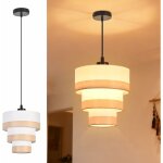 Zmh luminaire suspension classique 1 �clairage tissu e27 r�glable en hauteur rustique pour table � manger ...