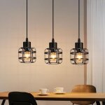 Zmh luminaire suspension classique 3 �clairages m�tal e14 noir r�glable en hauteur pour salle salle � ...