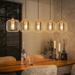 Zmh luminaire suspension classique 5 �clairages verre m�tal e27 r�glable en hauteur sans lampe pour salle ...