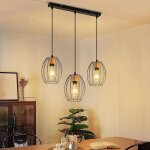 Zmh luminaire suspension classique suspension pour table � manger 3 �clairages noire m�tal bois e27 classique ...