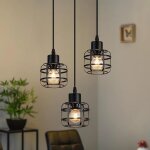 Zmh luminaire suspension salle � manger classique m�tal 3 �clairages e14 noir r�glable en hauteur sans ...