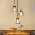 Zmh luminaire suspension pour table � manger classique 3 �clairages e27 ronde industrielle noire pour ...