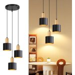 Zmh lustre pour salle � manger e27 classique 3 lumi�res noir dor� hauteur ajustable luminaire suspendu ...