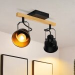 Zmh - plafonnier 2 spots noir : plafonnier vintage pivotant 350 max. 25w douille e14 industriel grain ...