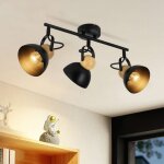 Zmh plafonnier 3 spots de plafond noir vintage - 3 ampoules spots de plafond rtro e27 lampe de cuisine ...