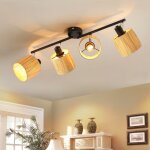 Zmh - plafonnier 4 flammes lampe de plafond salon - spots de plafond vintage intrieur noir naturel lampe ...