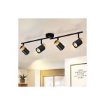 Plafonnier en bois noir - plafonnier 4 flammes gu10 led orientable 330 spot pour salon chambre cuisine ...