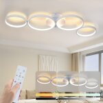 Plafonnier led lampe de plafond salon : 100cm lampe de salon dimmable 4 - anneaux moderne lampe de chambre ...