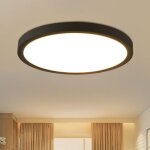 Zmh - plafonnier led plat chambre lampe diam�tre 22 cm lampe de salle de bain noir 15w chambre plafond ...
