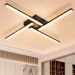 Zmh - plafonnier led salon plafonnier - noir 56, 5cm lampe de salon 3000k blanc chaud cristal lampe de ...