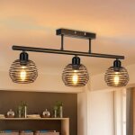 Zmh ? plafonnier r�tro industriel noir e27 ? abat - jour en fer forg� ? dimensions 68x30cm ? pour salon, ...