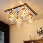 Zmh - plafonnier salon verre - cristaux modernes lampe de cuisine g9 avec abat - jour design lampe de ...