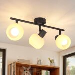 Zmh - plafonnier spot de plafond noir - plafonnier 3 ampoules spot d'intrieur abat - jour en verre vintage ...