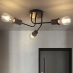 Zmh - plafonnier vintage lampe de plafond rtro - noir 3flammes lampe de chambre wonhzimmerlampe industrie ...