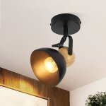 Plafonnier zmh vintage noir : 1 ampoule spot de plafond rtro e27 lampe de couloir orientable 350 spot ...