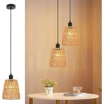 Zmh suspension boho rotin 1 �clairage classique tress�e corde de lin e27 abat - jour sans lampe pour ...
