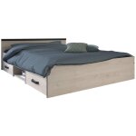 Les tendances - lit avec rangements 140 x 190 cm - 2 tiroirs et 1 niche - coloris : naturel - pablo