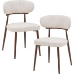 Zoelia - lot de 2 chaises en tissu beige pieds couleur bois fonc�