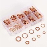 Zvd - 200pcs kit d'assortiment de joint plat, joint rondelle, ecrou et boulon en cuivre, avec boite
