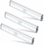 Zvd - lot de 3 lampes 10 led, sans fil, rechargeable par usb, aimant, dtecteur de mouvement, 2 modes ...