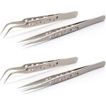 Zvd 4pcs pince de precision, pince  epiler de prcision, pince brucelle 2 droites 2 courbes, pince electroniq ...