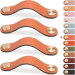 4pcs poigne meuble cuir, bouton porte placard poignee cuir bouton de tiroir, poignee de meuble vintage ...