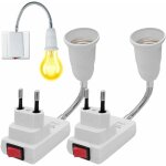 Zvd - douille e27 avec interrupteur sans fil, 2 pices 360 degrs rglable support ampoule e27, adaptateur ...