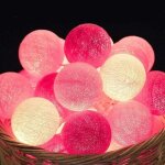Guirlande lumineuse dextrieur guirlande rose lumineuse coton boules batterie - 3. 3m 20 lumires led ...
