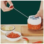 Zvd mini hachoir manuel  decoupe lgumes oignon 170 ml avec 2 lames incurves en acier inoxydable, hachoir ...