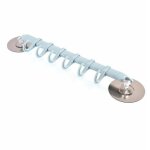 Zvd - porte ustensiles cuisine  6 crochets ajustables, bleu rotatif murale en accroche tringle pour ...